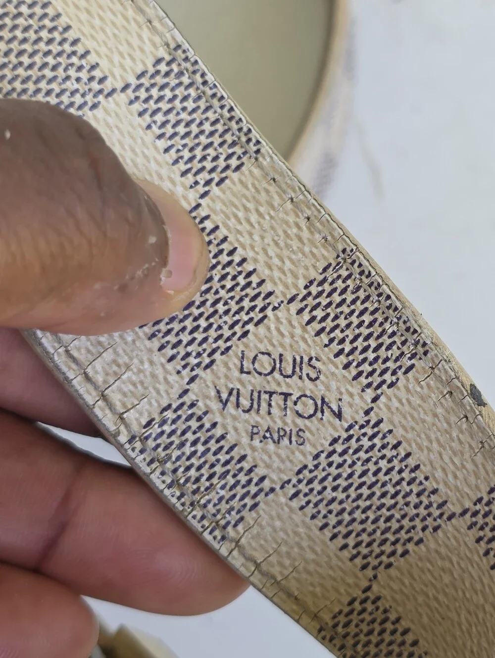 Authentic Louis Vuitton Damier Azur LV Initials Belt Gold Buckle Unisex